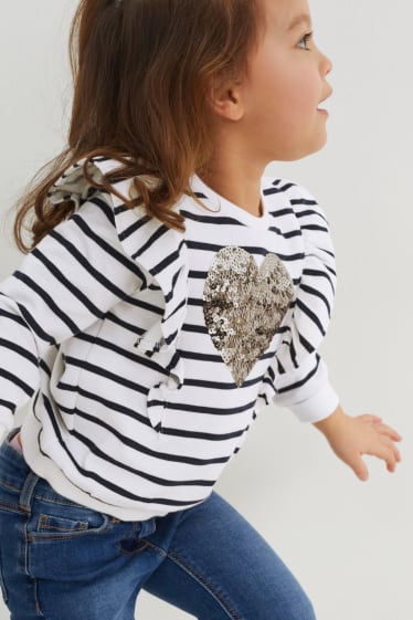 Toddler Girls - Bluză de molton - aspect lucios - cu dungi - alb / albastru