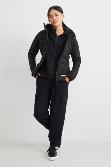 Damen - Steppjacke mit Kapuze - Hiking - schwarz