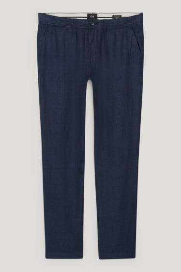 Mężczyźni - Lniane spodnie chino - regular fit - ciemnoniebieski