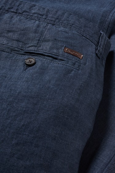 Hommes - Chino en lin - regular fit - bleu foncé