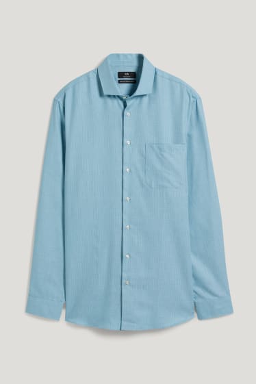 Hommes - Chemise de bureau - regular fit - col cutaway - facile à repasser - turquoise