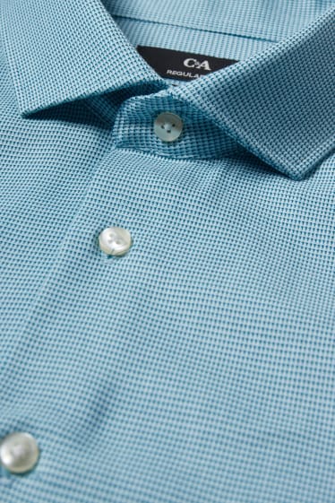 Men - Business shirt - regular fit - cutaway collar - easy-iron - turquoise