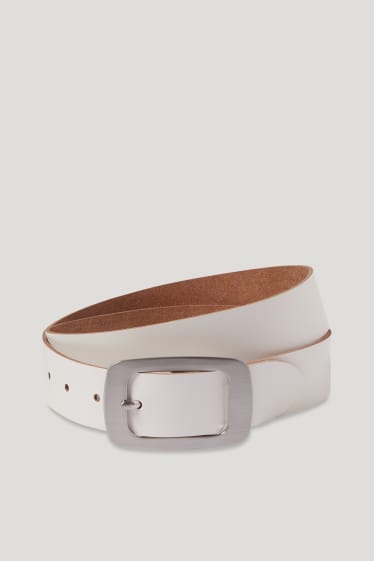 Femmes - Ceinture en cuir - blanc