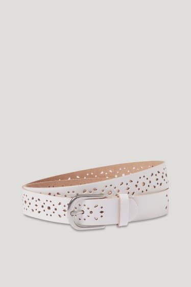 Dames - Leren riem - wit