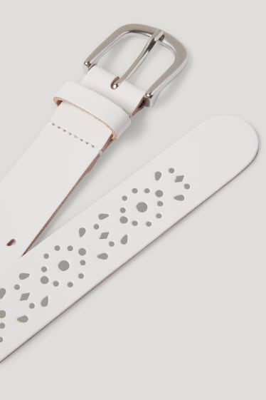 Dames - Leren riem - wit