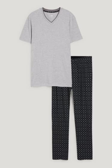 Heren - Pyjama - licht grijs-mix