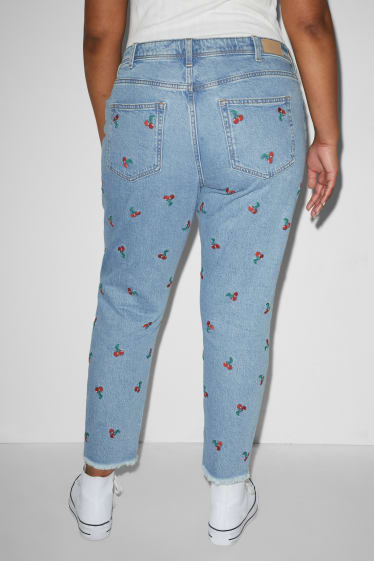 Femei XL - CLOCKHOUSE - slim jeans - talie înaltă - cu model - denim-albastru deschis