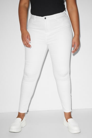 Femmes grandes tailles - CLOCKHOUSE - pantalon - high waist - super skinny fit - blanc