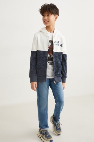 Reverskraag - Sweatvest met capuchon - wit / grijs