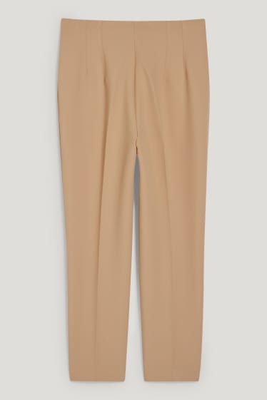 Dámské - Plátěné kalhoty - high waist - regular fit - béžová