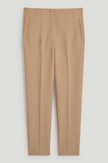 Dámské - Plátěné kalhoty - high waist - regular fit - béžová