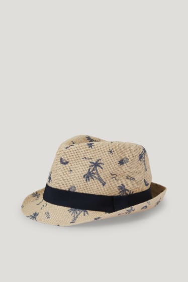 Baby Boys - Cappello di paglia per neonati - fantasia - beige chiaro