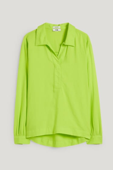 Mujer - Blusa - mezcla de lino - verde claro