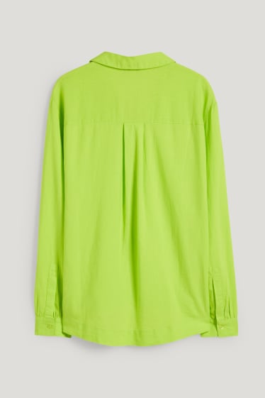 Mujer - Blusa - mezcla de lino - verde claro