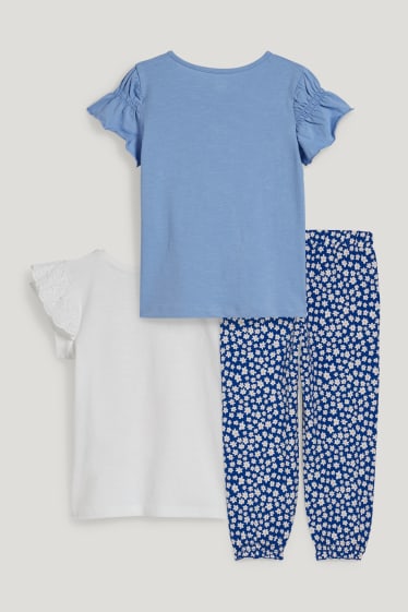 Exclusief online - Set - 2 T-shirts en jersey broek - 3-delig - crème wit