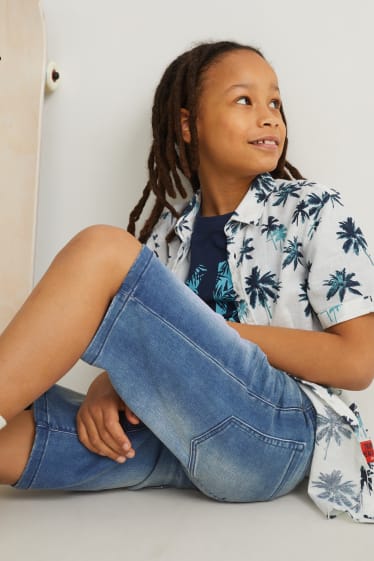Kids Boys - Multipack 2er - Jeans- und Stoffshorts - jeans-hellblau