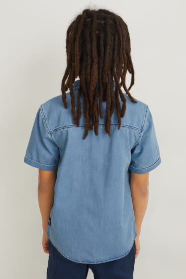 Kids Boys - Set - denim shirt and short sleeve T-shirt - 2 piece - blue