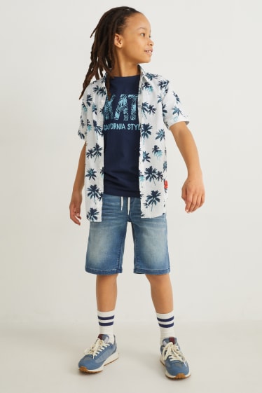 Băieți - Set - cămașă și tricou cu mânecă scurtă - 2 piese - albastru închis