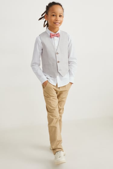 Garçons - Ensemble - chemise, veston et nœud papillon - LYCRA® - 3 pièces - beige clair