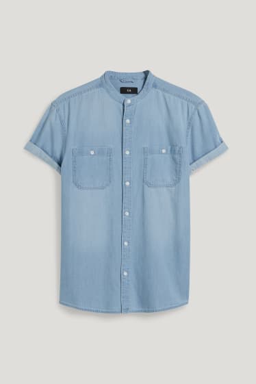 Clockhouse Boys - Denim shirt - regular fit - band collar - light blue