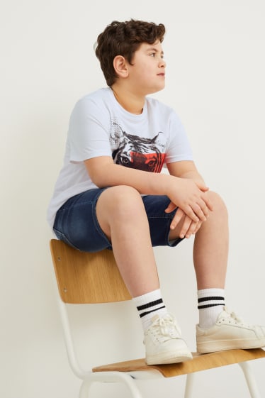 Garçons - Encore plus de tailles - lot de 2 - T-shirts - blanc / bleu clair