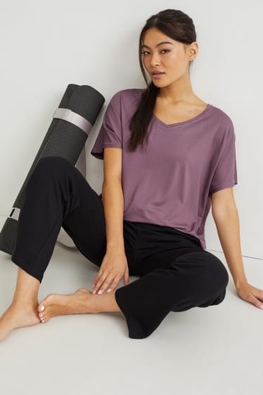 Dames - Sportshirt - yoga - 4 Way Stretch - gestreept - paars