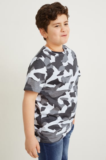 Kids Boys - Extended Sizes - Multipack 3er - Kurzarmshirt - dunkelgrau / weiß