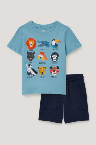 Garçons - Ensemble - T-shirt et short en molleton - 2 pièces - turquoise