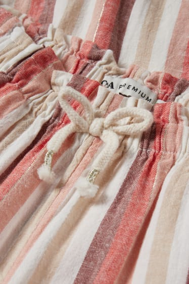 Niñas - Pantalón - mezcla de lino - de rayas - beis