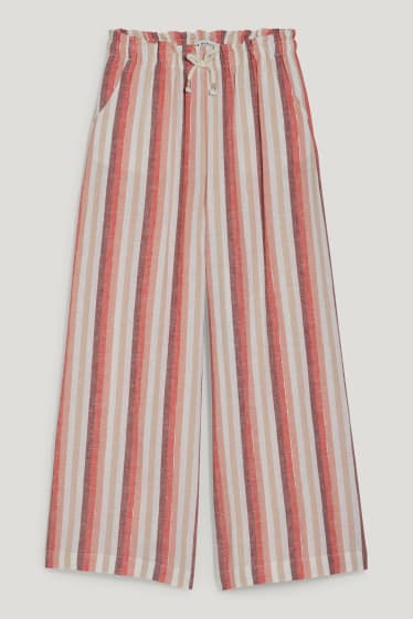 Niñas - Pantalón - mezcla de lino - de rayas - beis