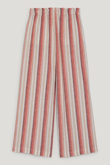 Niñas - Pantalón - mezcla de lino - de rayas - beis
