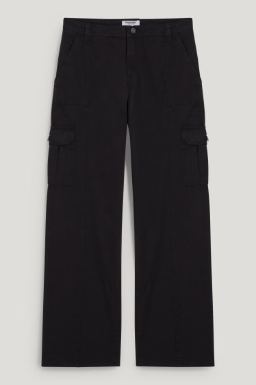 Clockhouse Girls - CLOCKHOUSE - pantaloni cargo - talie înaltă - relaxed fit - negru