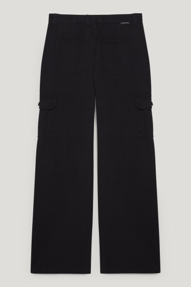 Clockhouse Girls - CLOCKHOUSE - pantaloni cargo - talie înaltă - relaxed fit - negru