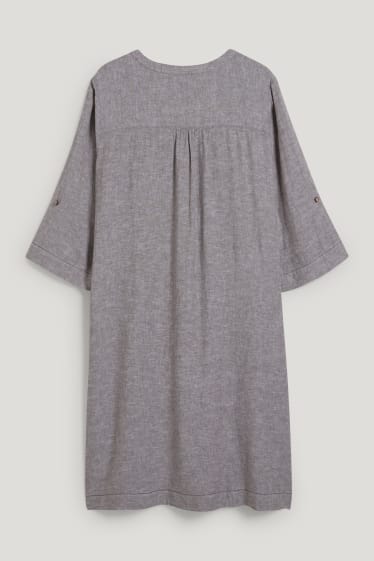 Damen - Kleid - Leinen-Mix - grau-melange