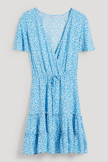 Clockhouse femme - CLOCKHOUSE - robe portefeuille - à fleurs - bleu