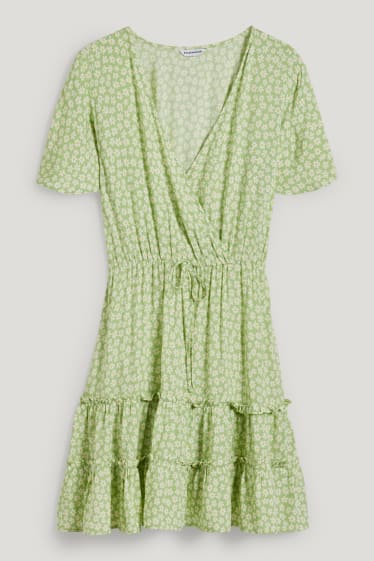 Clockhouse femme - CLOCKHOUSE - robe portefeuille - à fleurs - vert clair