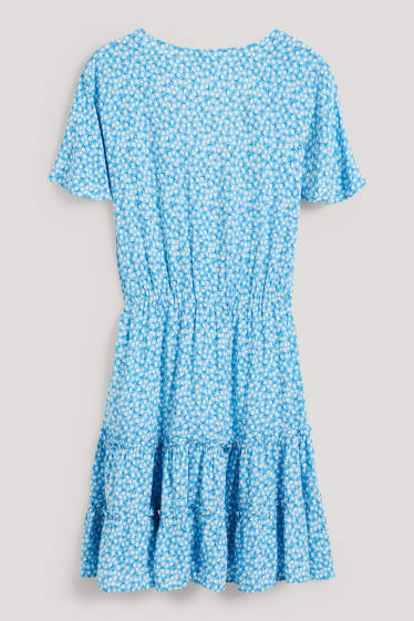 Clockhouse femme - CLOCKHOUSE - robe portefeuille - à fleurs - bleu