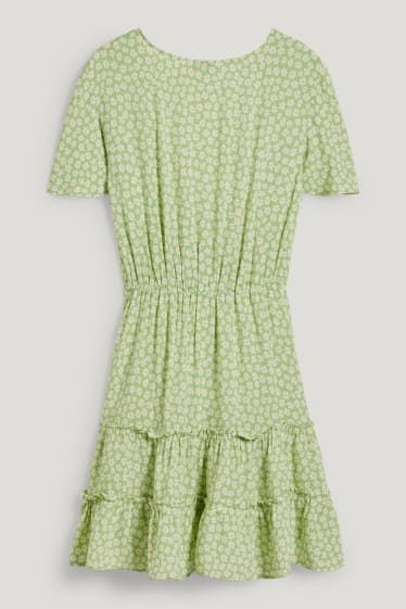 Clockhouse femme - CLOCKHOUSE - robe portefeuille - à fleurs - vert clair