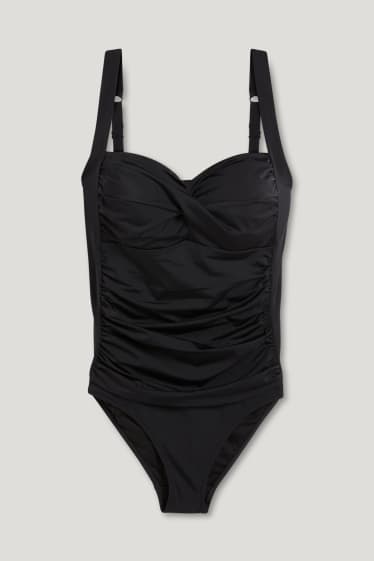 Damen - Badeanzug mit Raffung - wattiert - LYCRA® XTRA LIFE™ - schwarz