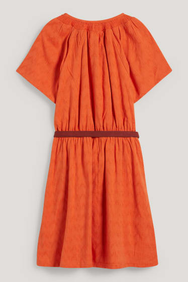 Kids Girls - Dress with belt - orange
