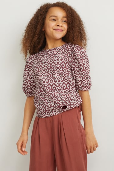 Dívčí - Tričko s krátkým rukávem - se vzorem - krémově bílá