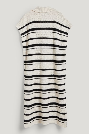 Damen - Strick-Kaftan - gestreift - cremeweiß