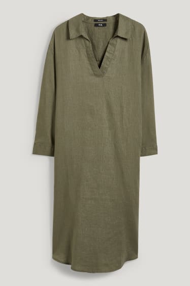 Mujer - Vestido de lino - con lino de EUROPEAN FLAX® - verde oscuro