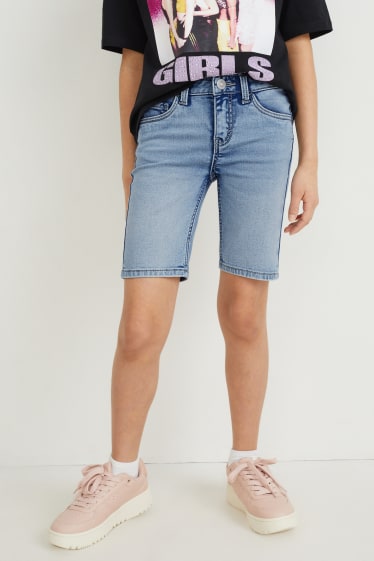 Filles - Bermuda en jean - jean bleu clair
