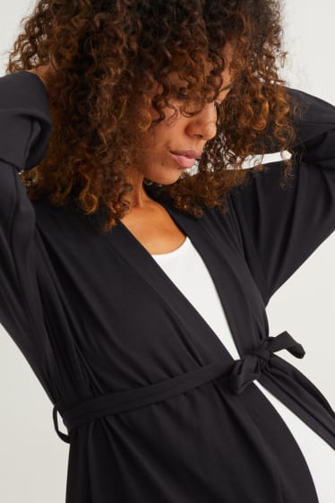 Femmes - Gilet long en maille d'allaitement - noir