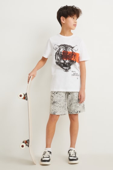 Reverskraag - Set van 2 - T-shirt - wit / lichtblauw