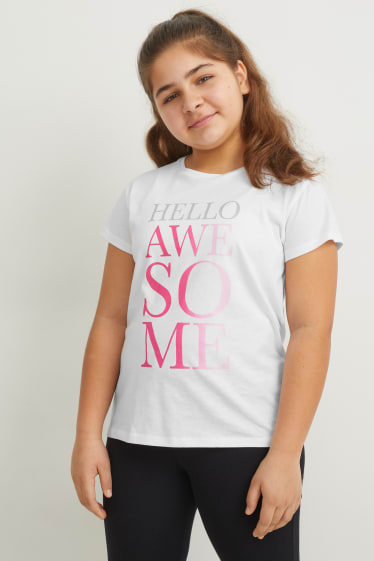 Kids Girls - Rozszerzona rozmiarówka - wielopak, 3 szt. - koszulka z krótkim rękawem - biały