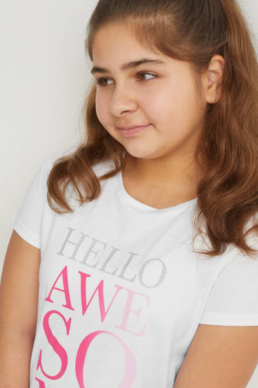Kids Girls - Rozszerzona rozmiarówka - wielopak, 3 szt. - koszulka z krótkim rękawem - biały