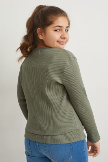 Filles - Encore plus de tailles - ensemble - gilet en maille et débardeur - deux pièces - vert