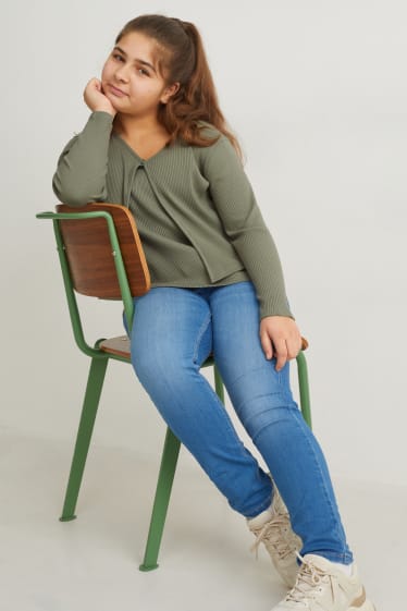 Filles - Encore plus de tailles - ensemble - gilet en maille et débardeur - deux pièces - vert